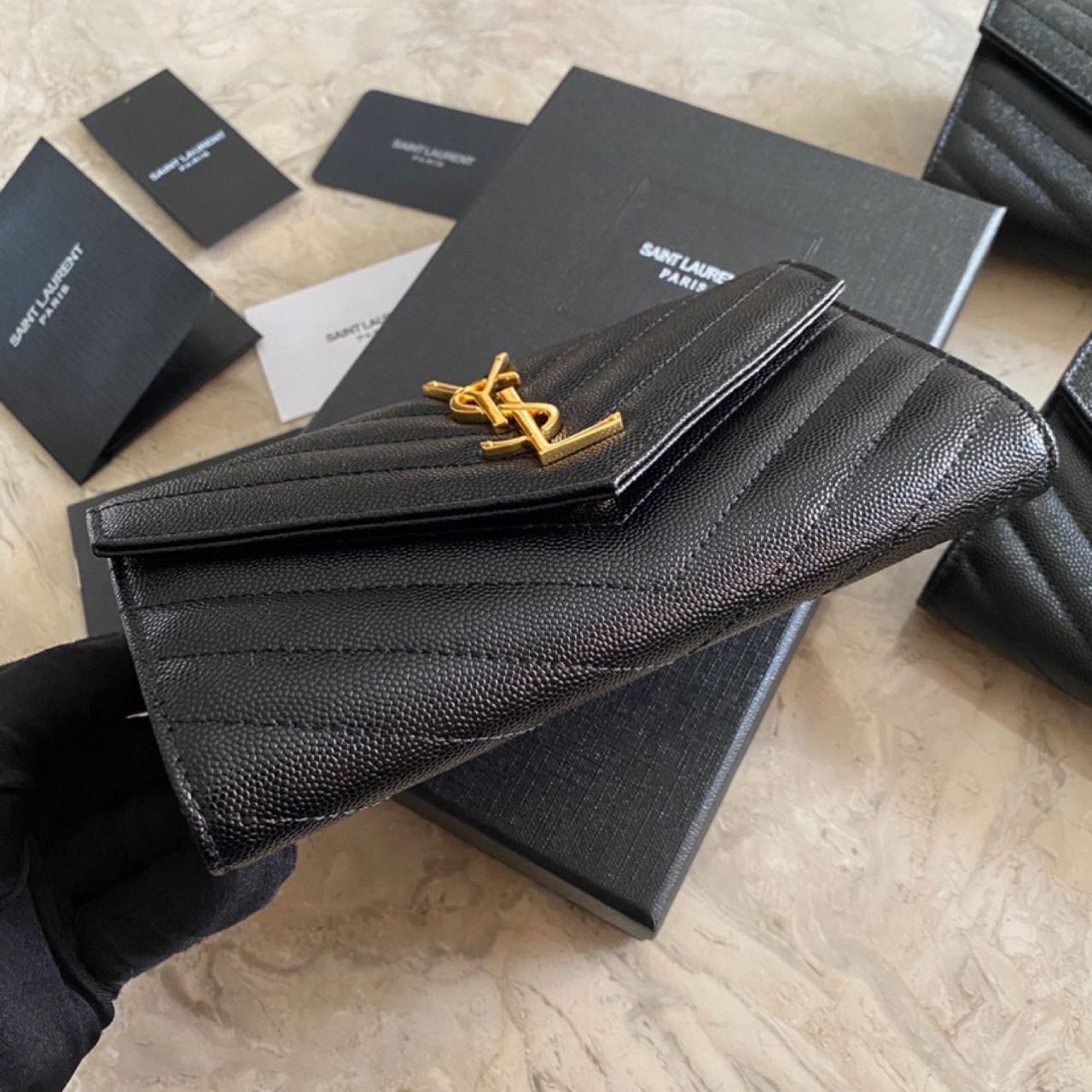 Saint Laurent Monogram Leather Wallet(19-11-3CM) - PerfectKickZ