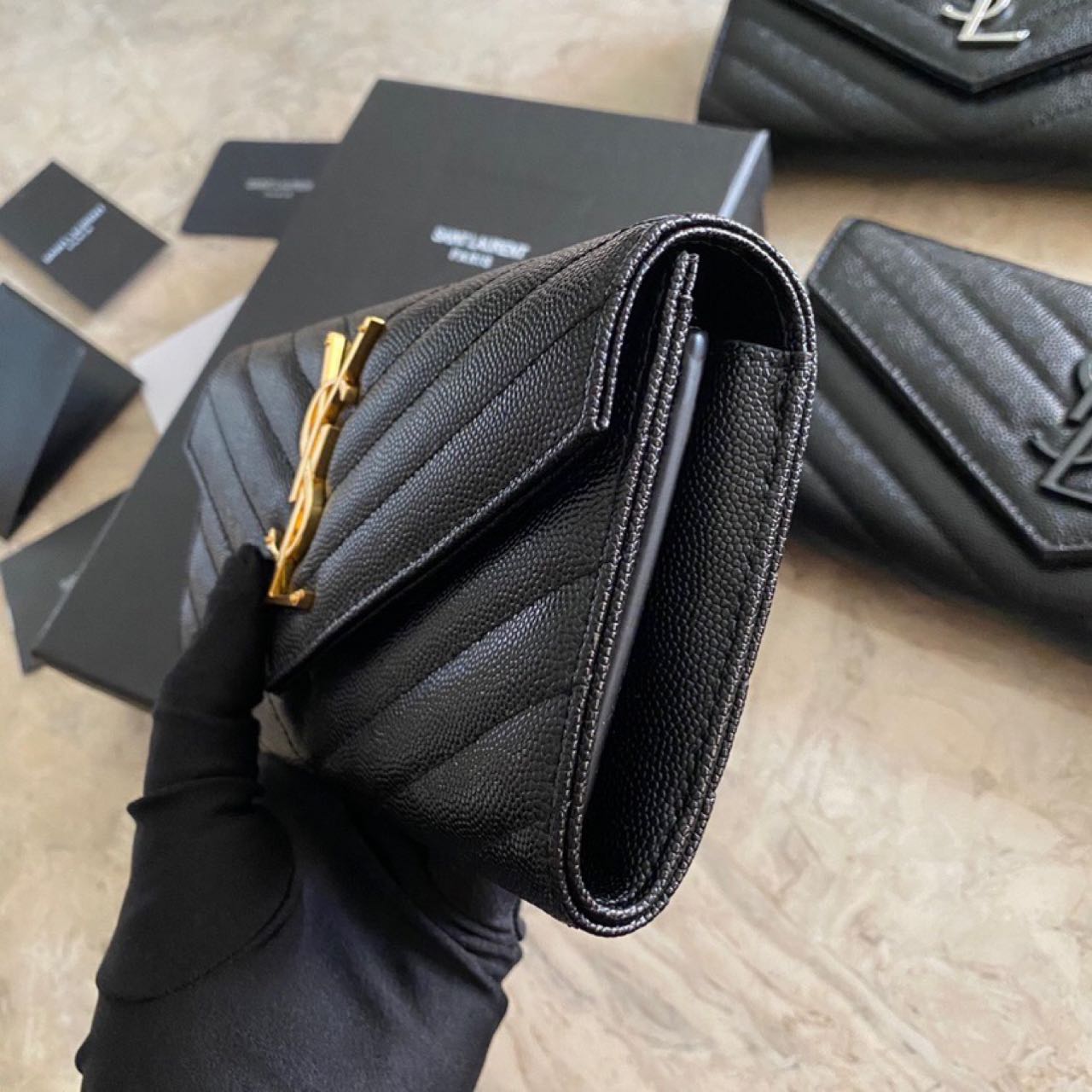 Saint Laurent Monogram Leather Wallet(19-11-3CM) - PerfectKickZ
