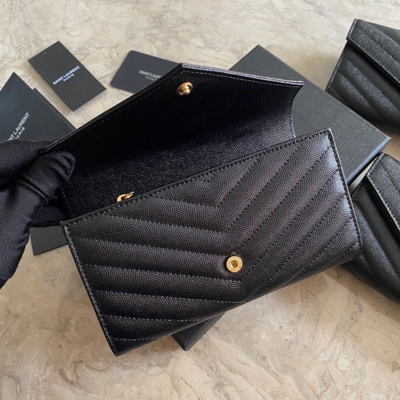 Saint Laurent Monogram Leather Wallet(19-11-3CM) - PerfectKickZ