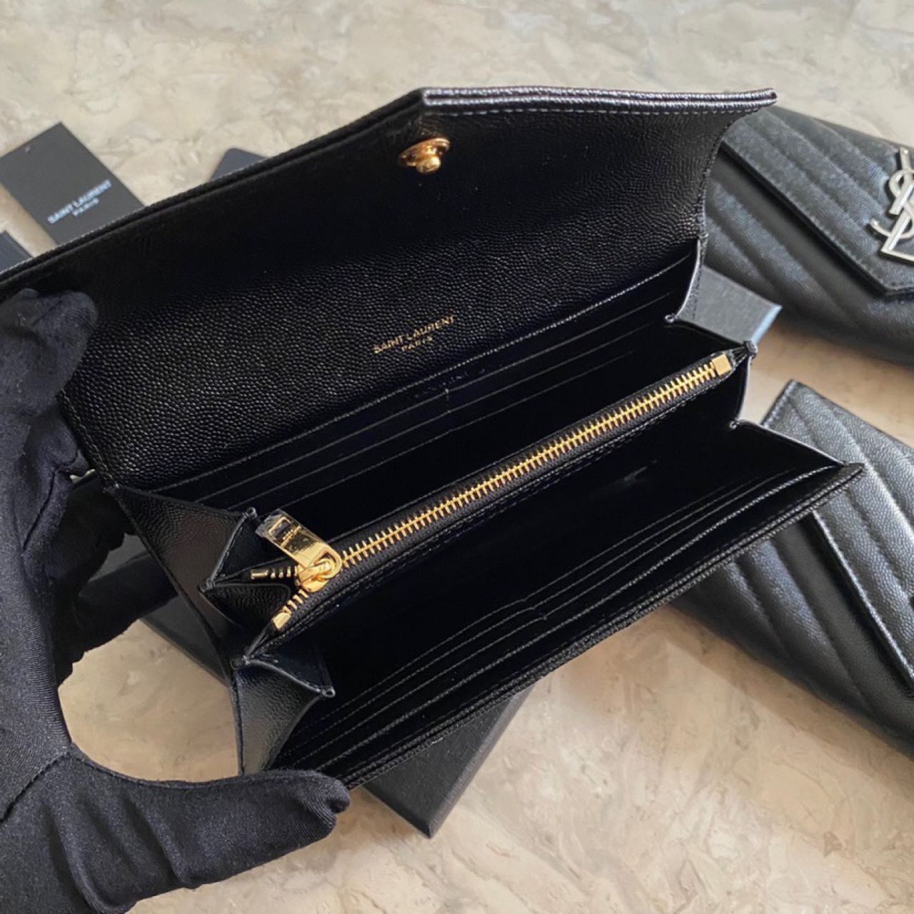 Saint Laurent Monogram Leather Wallet(19-11-3CM) - PerfectKickZ