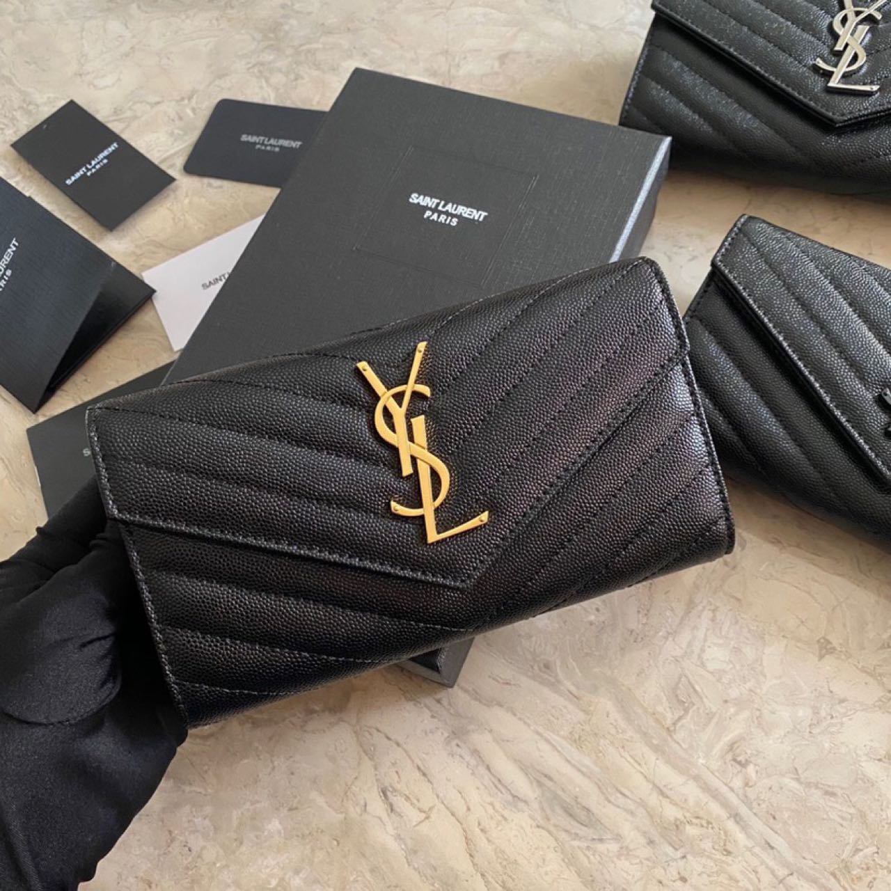 Saint Laurent Monogram Leather Wallet(19-11-3CM) - PerfectKickZ
