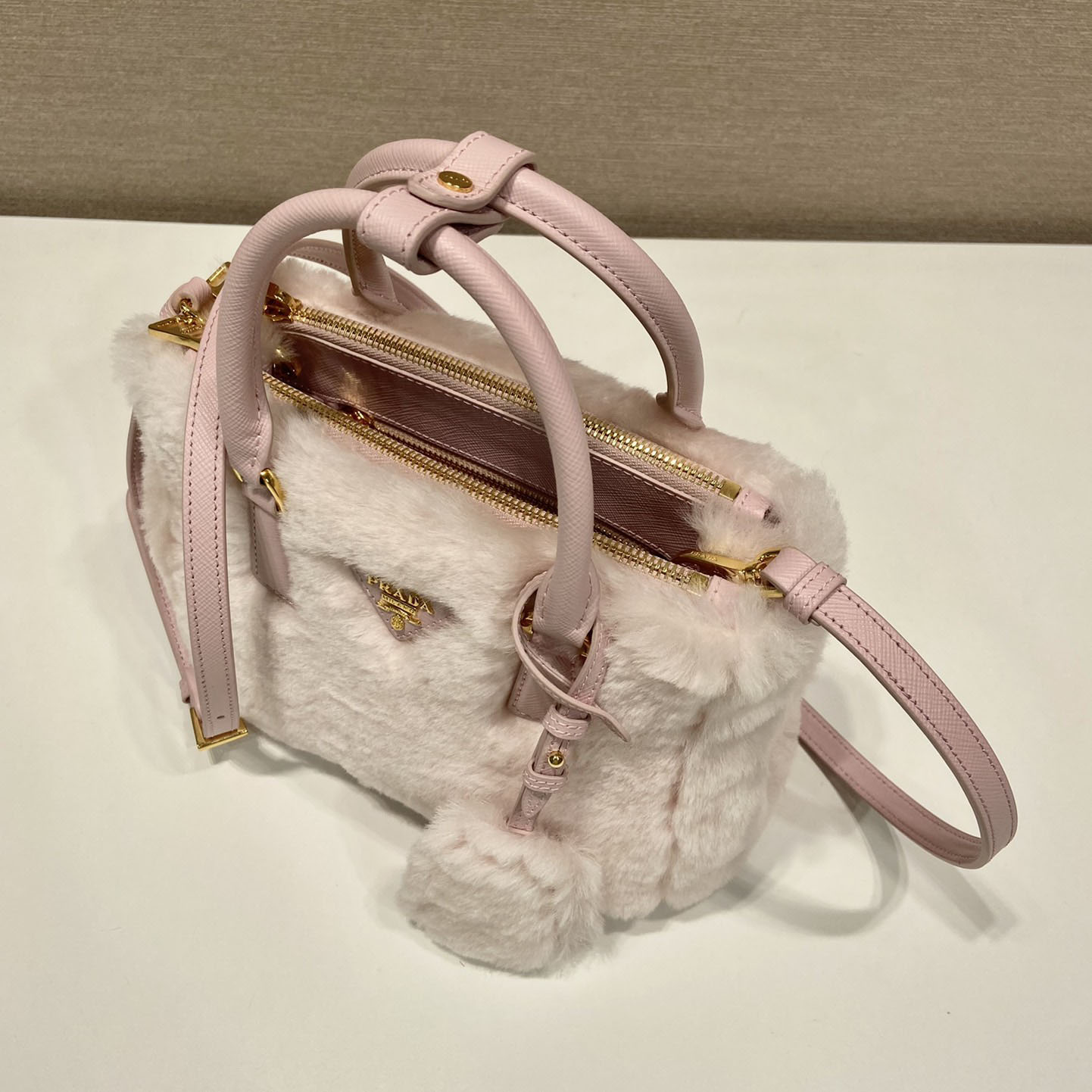Prada Galleria Shearling Mini-Bag - PerfectKickZ