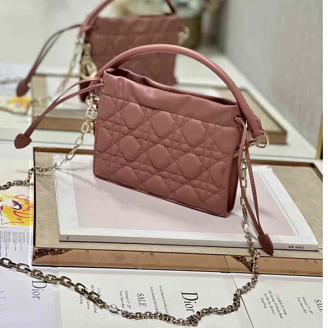 Dior Lady Dior Top Handle Drawstring Mini Bag - PerfectKickZ