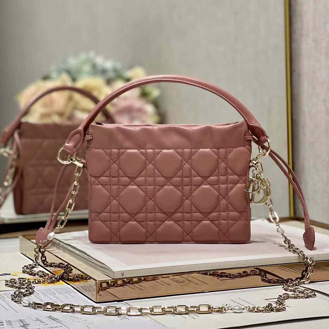 Dior Lady Dior Top Handle Drawstring Mini Bag - PerfectKickZ