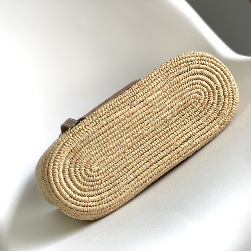 Loewe Small Square Basket bag In Raffia And Calfskin (30*21*11cm) - PerfectKickZ