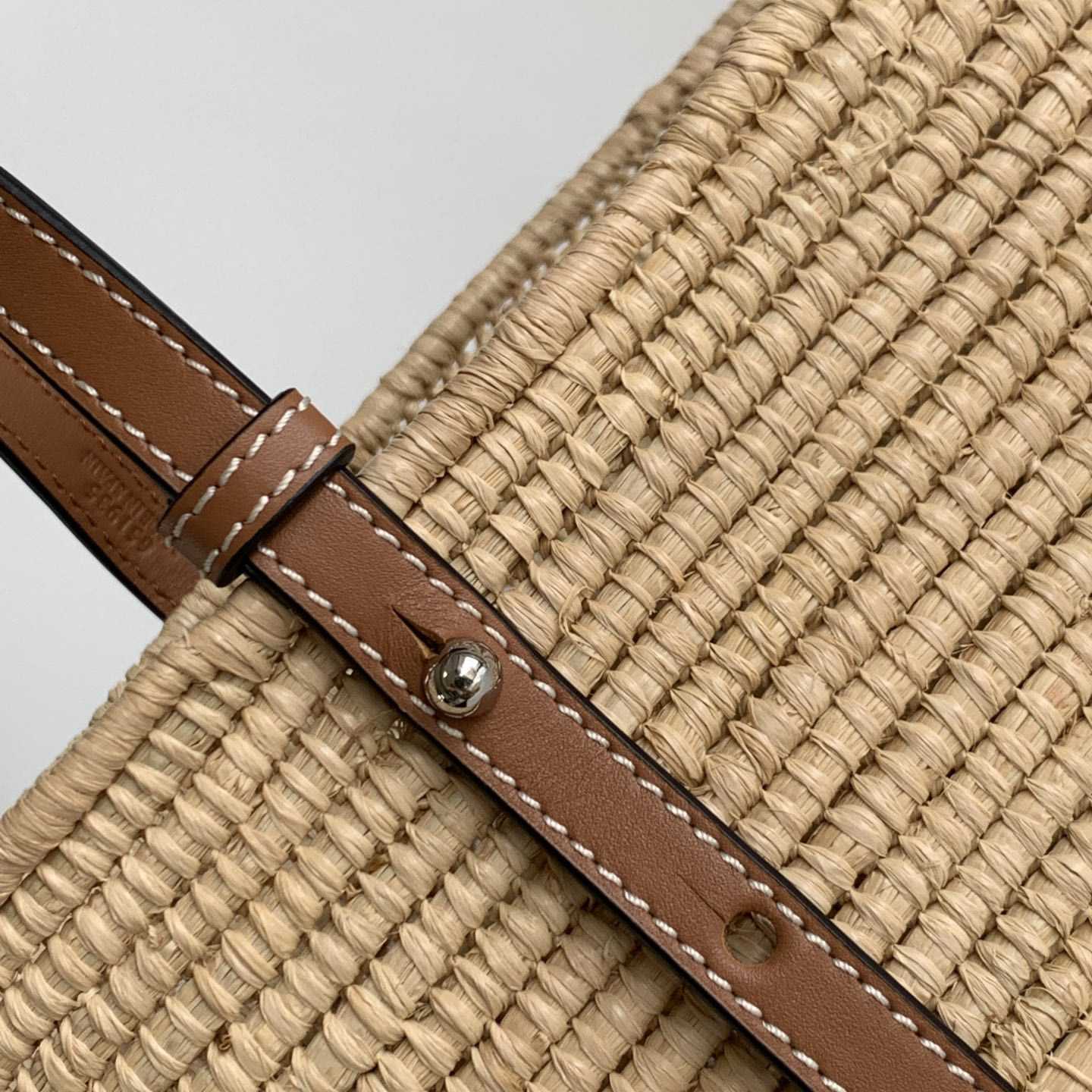 Loewe Small Square Basket bag In Raffia And Calfskin (30*21*11cm) - PerfectKickZ