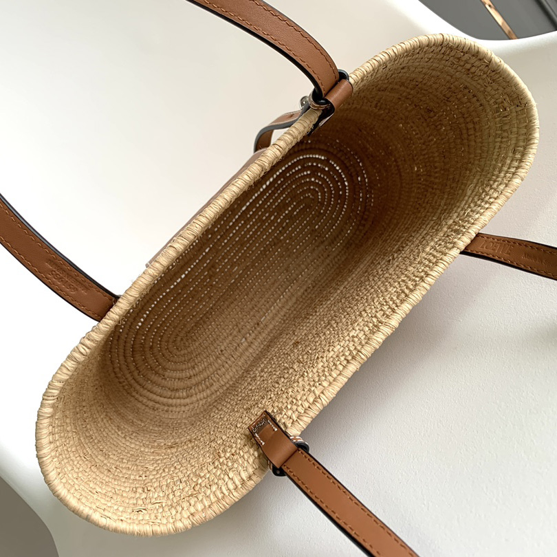 Loewe Small Square Basket bag In Raffia And Calfskin (30*21*11cm) - PerfectKickZ