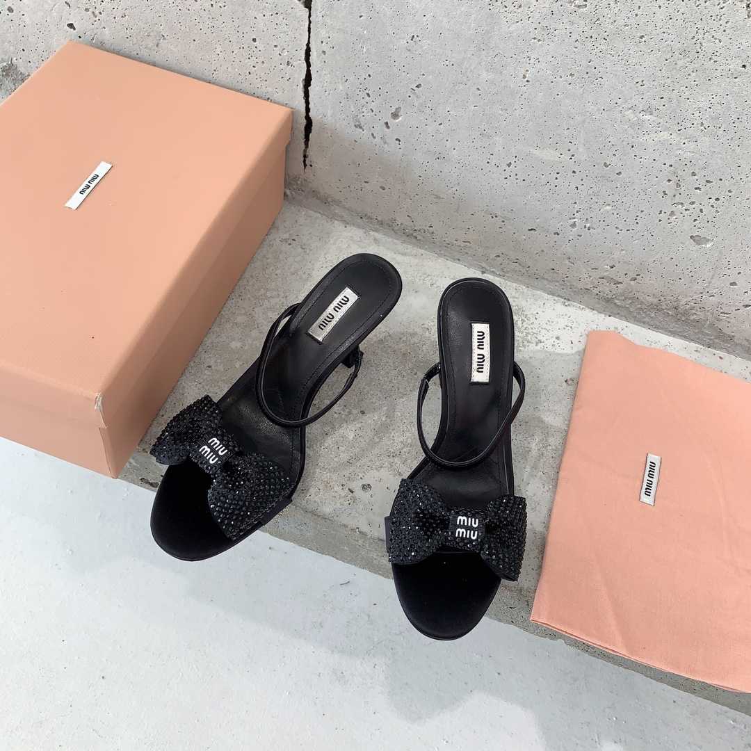 Miu Miu Satin Bow Sandals - PerfectKickZ
