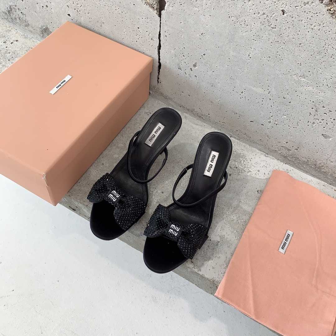 Miu Miu Satin Bow Sandals - PerfectKickZ