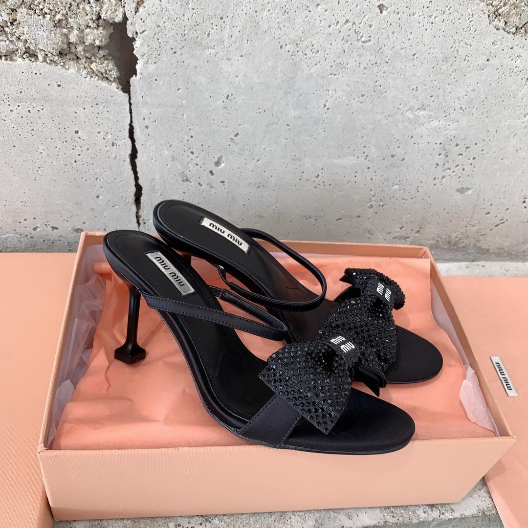 Miu Miu Satin Bow Sandals - PerfectKickZ