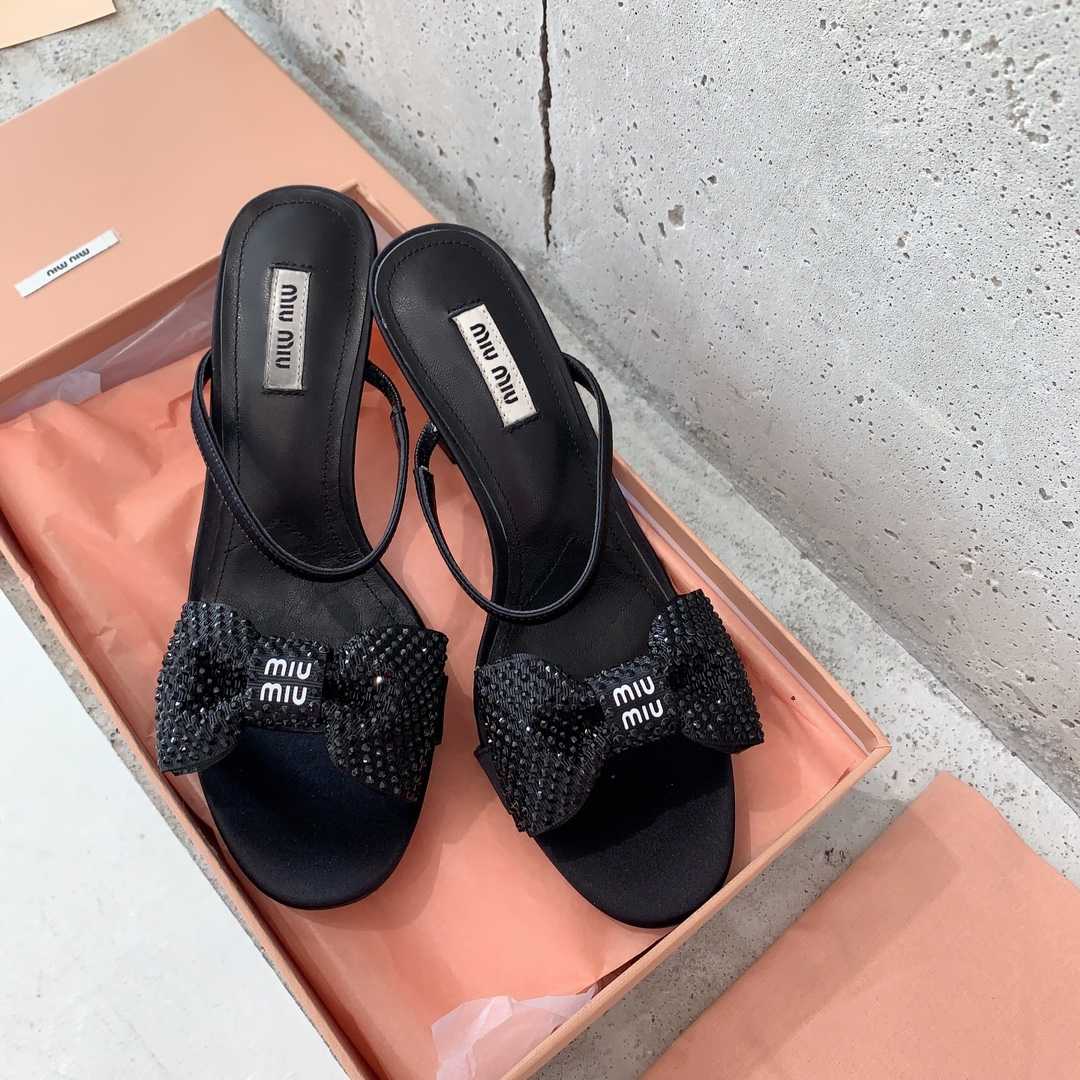Miu Miu Satin Bow Sandals - PerfectKickZ