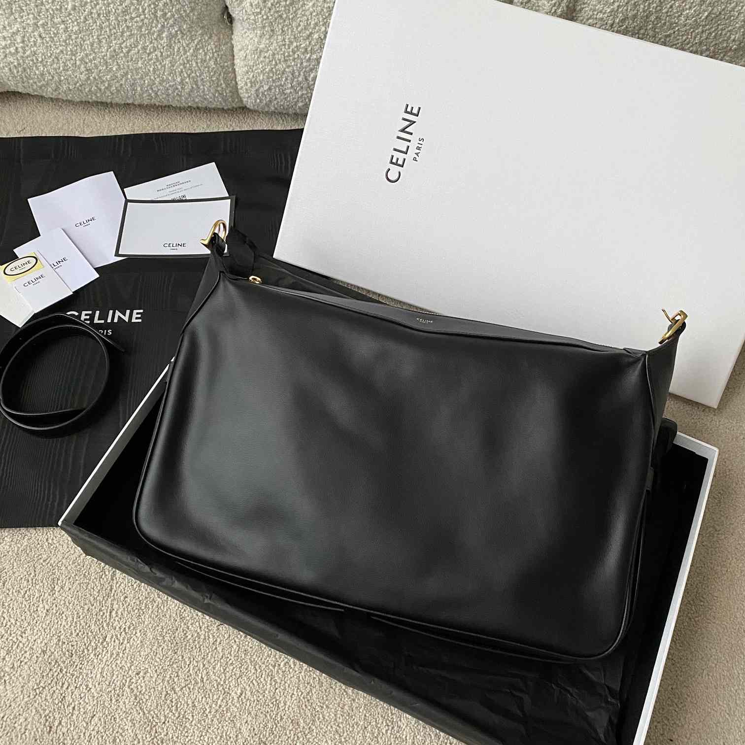 Celine Large Romy In Supple Calfskin Black - PerfectKickZ