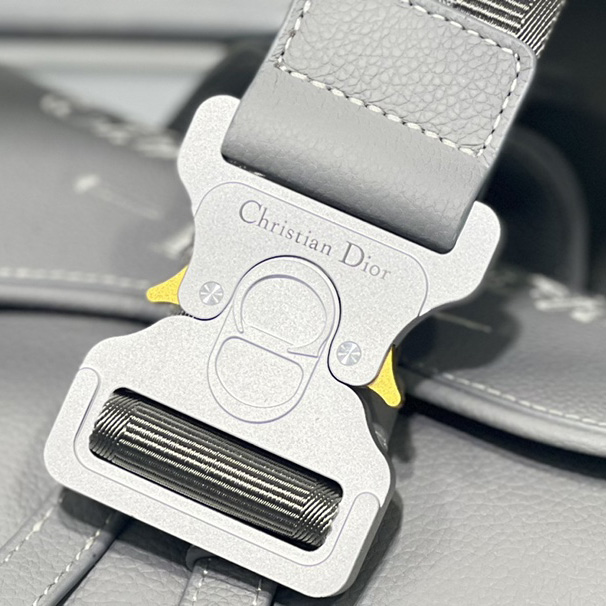 Dior Saddle Bag Dior Gray Grained Calfskin With Christian Dior 1947 Signature (26 x 19 x 4.5CM) - PerfectKickZ