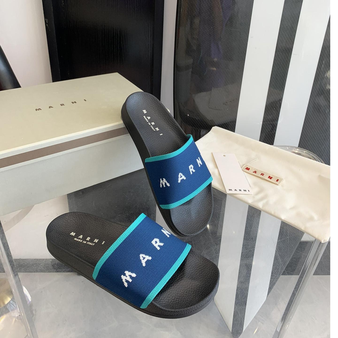Marni Blue Logo Jacquard Rubber Slide - PerfectKickZ