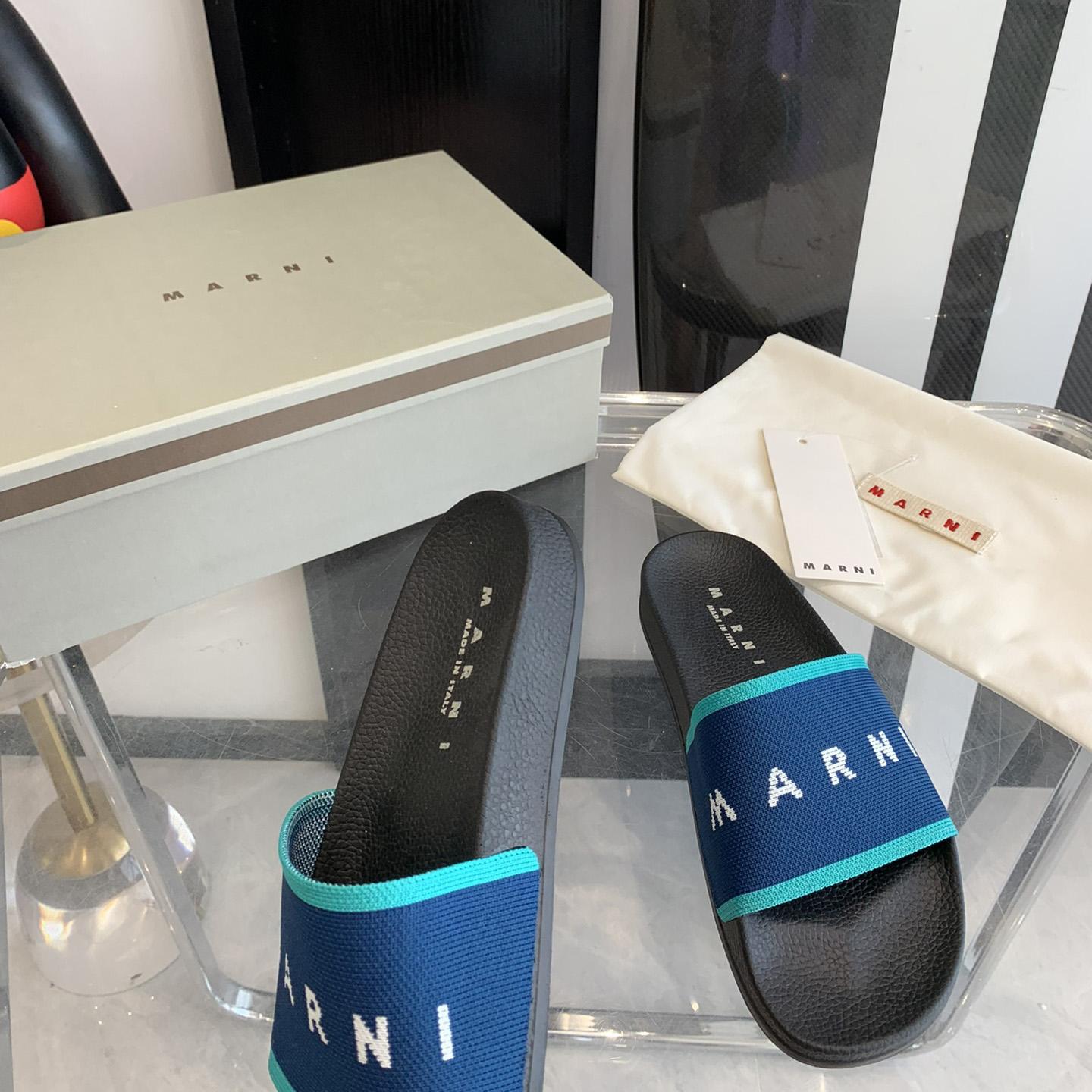 Marni Blue Logo Jacquard Rubber Slide - PerfectKickZ