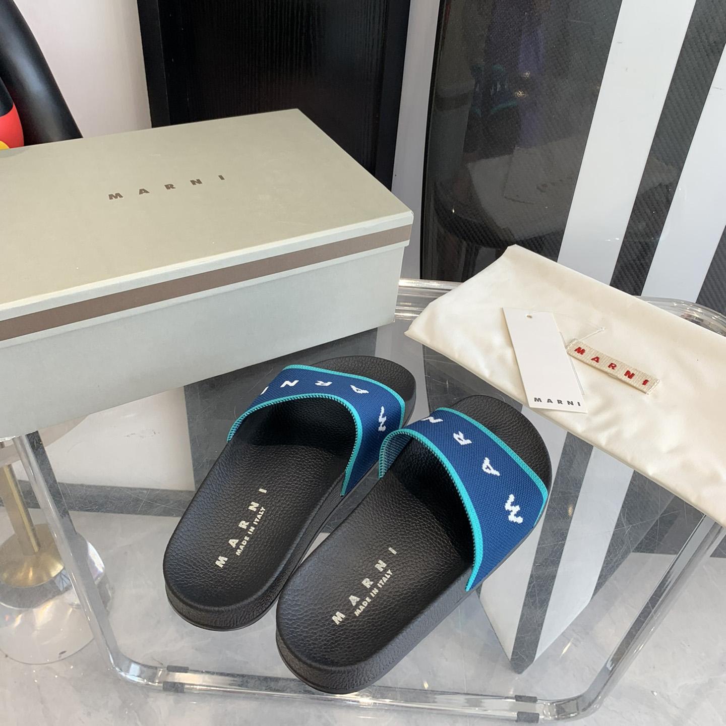 Marni Blue Logo Jacquard Rubber Slide - PerfectKickZ
