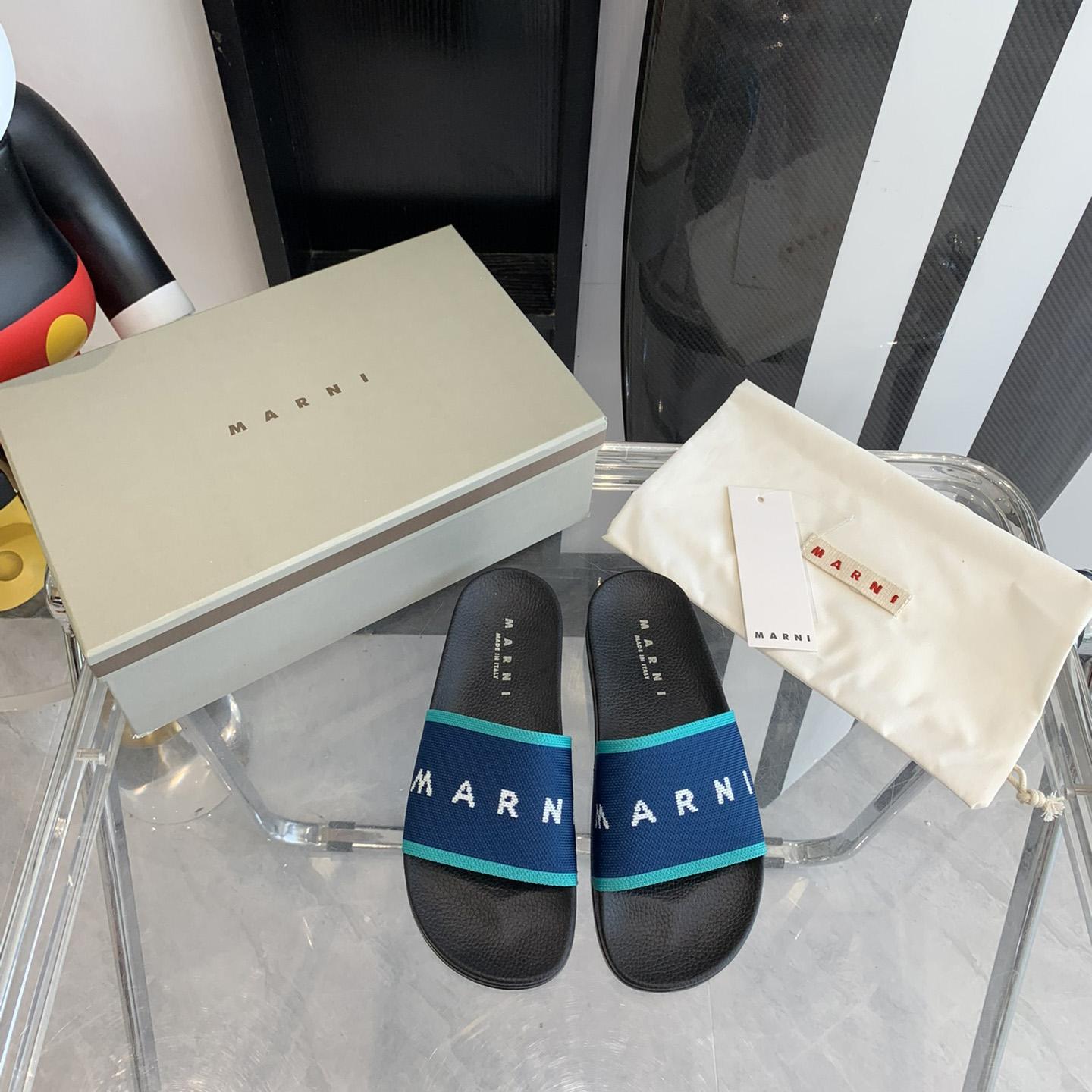 Marni Blue Logo Jacquard Rubber Slide - PerfectKickZ