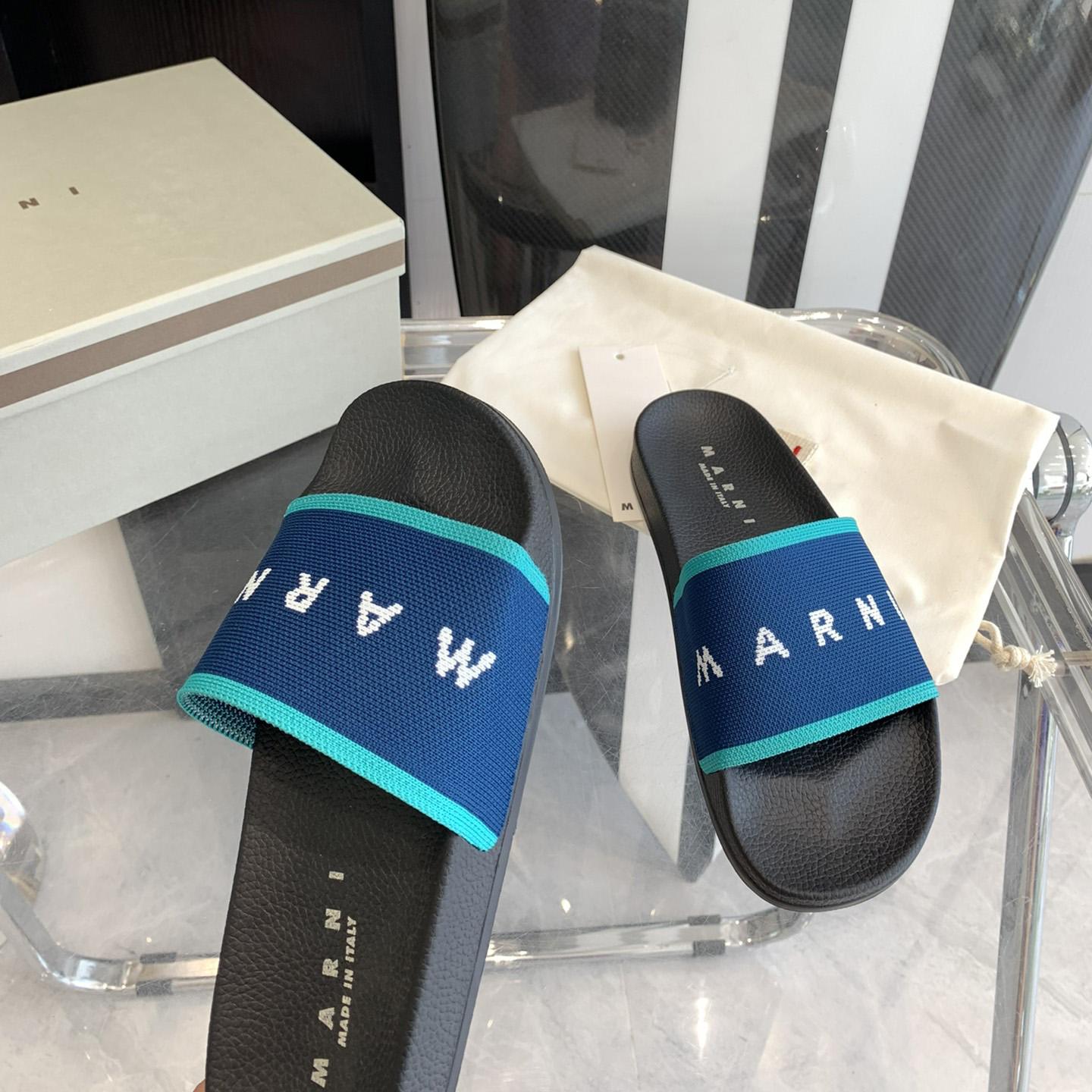 Marni Blue Logo Jacquard Rubber Slide - PerfectKickZ
