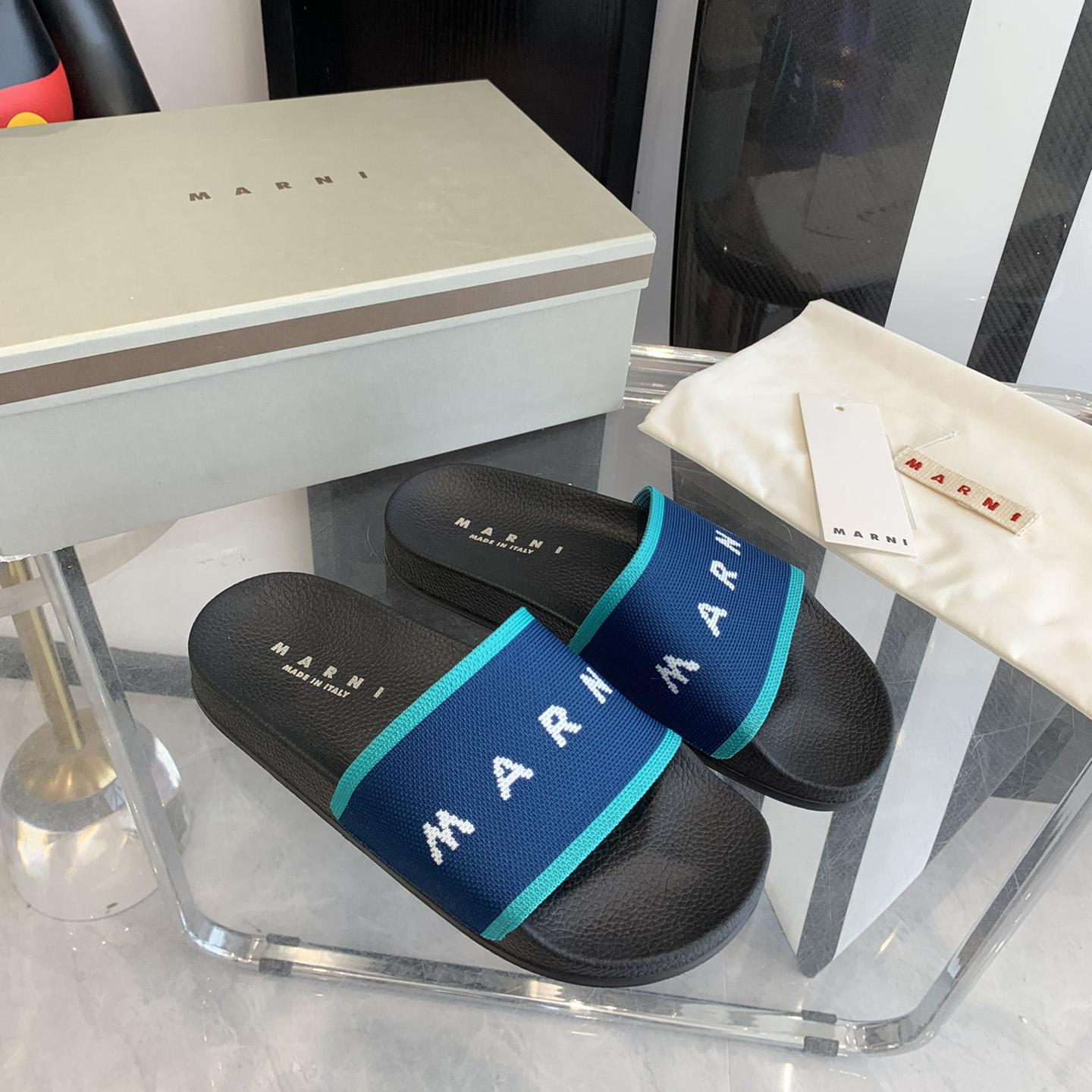 Marni Blue Logo Jacquard Rubber Slide - PerfectKickZ