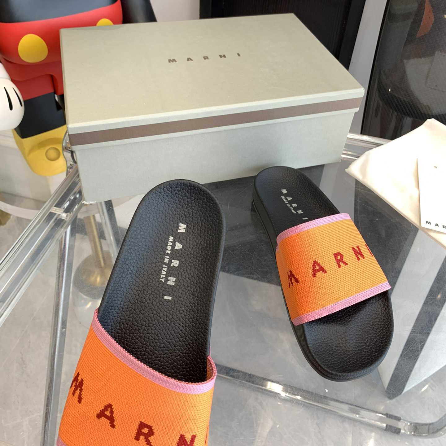 Marni Orange Logo Jacquard Rubber Slide - PerfectKickZ