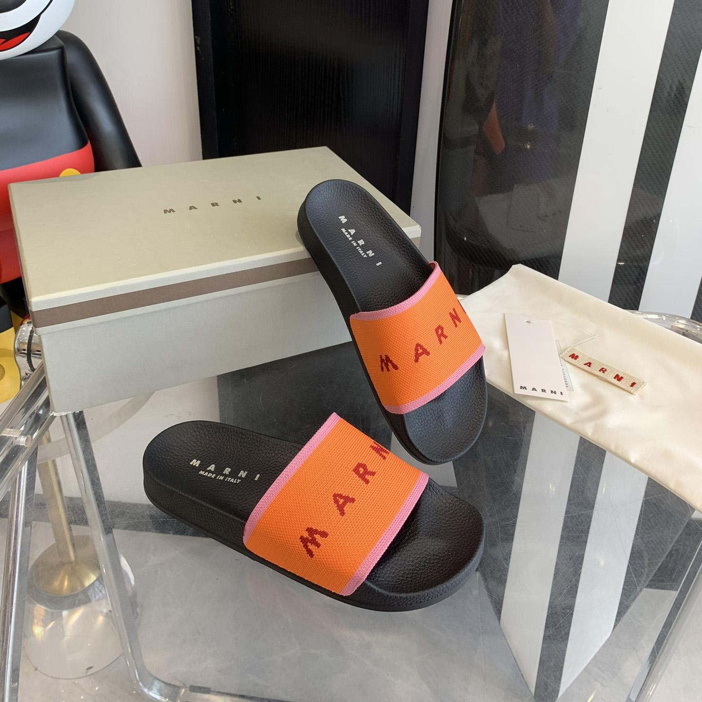 Marni Orange Logo Jacquard Rubber Slide - PerfectKickZ