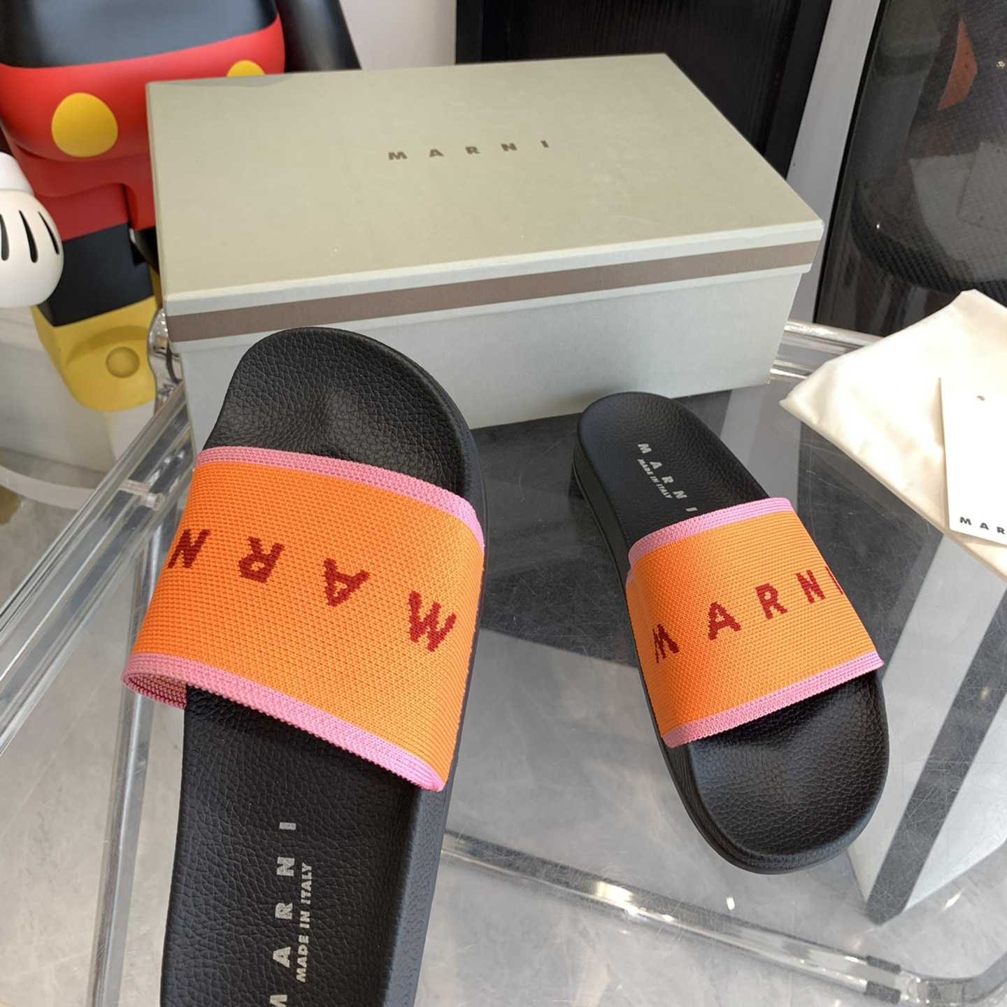 Marni Orange Logo Jacquard Rubber Slide - PerfectKickZ