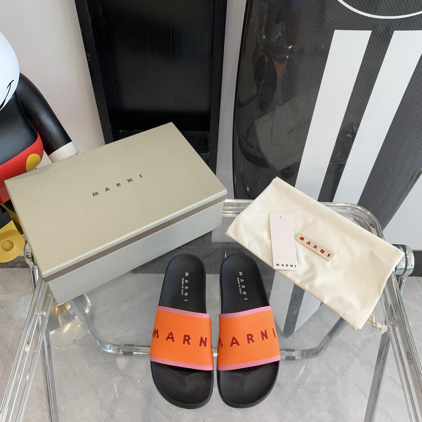 Marni Orange Logo Jacquard Rubber Slide - PerfectKickZ