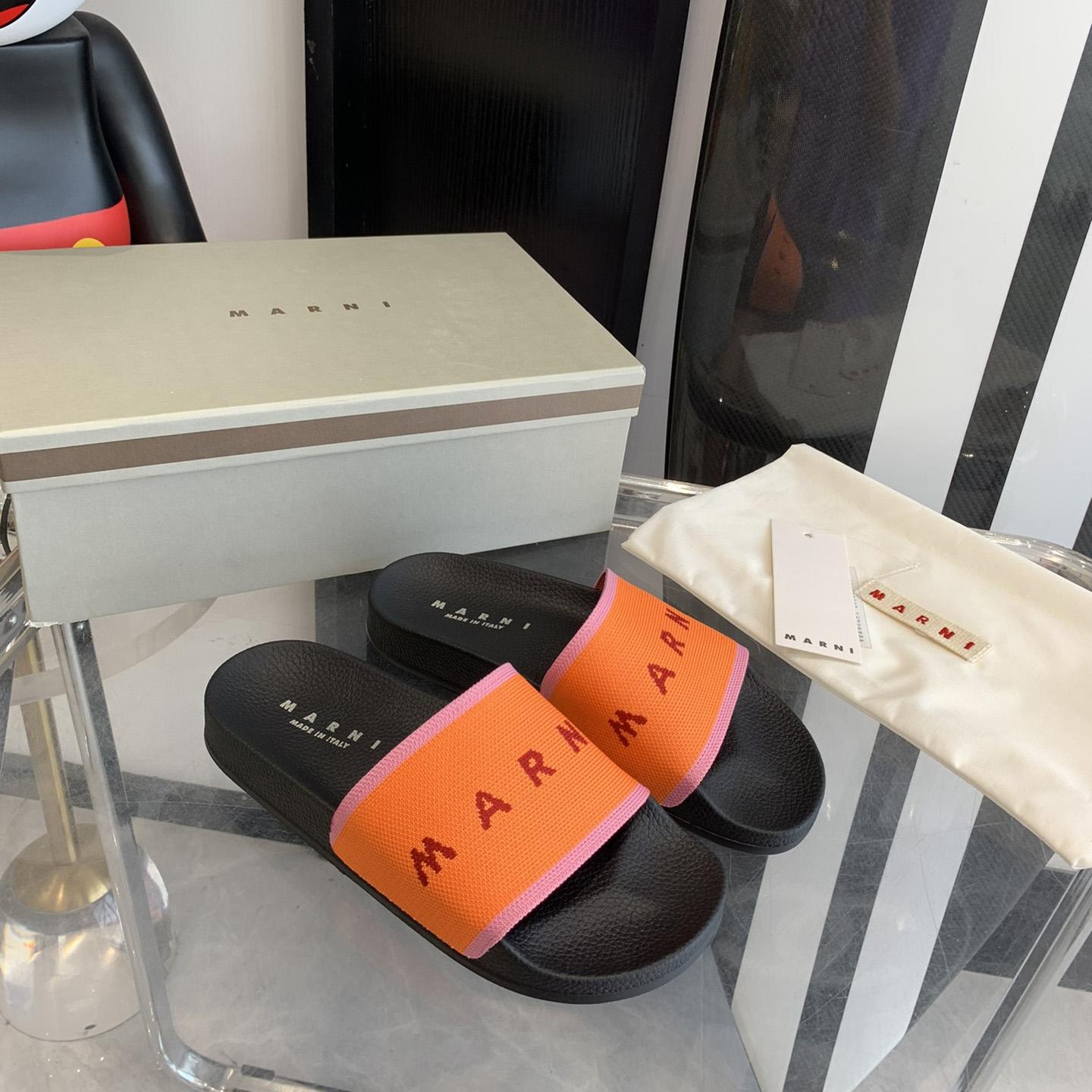 Marni Orange Logo Jacquard Rubber Slide - PerfectKickZ
