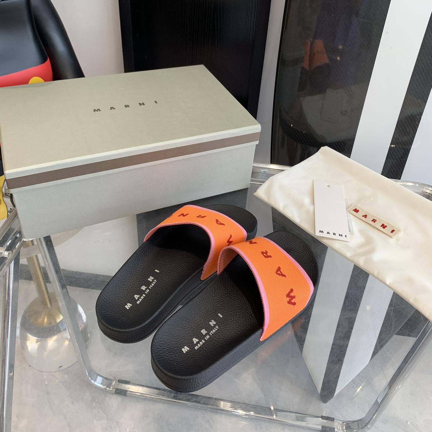 Marni Orange Logo Jacquard Rubber Slide - PerfectKickZ
