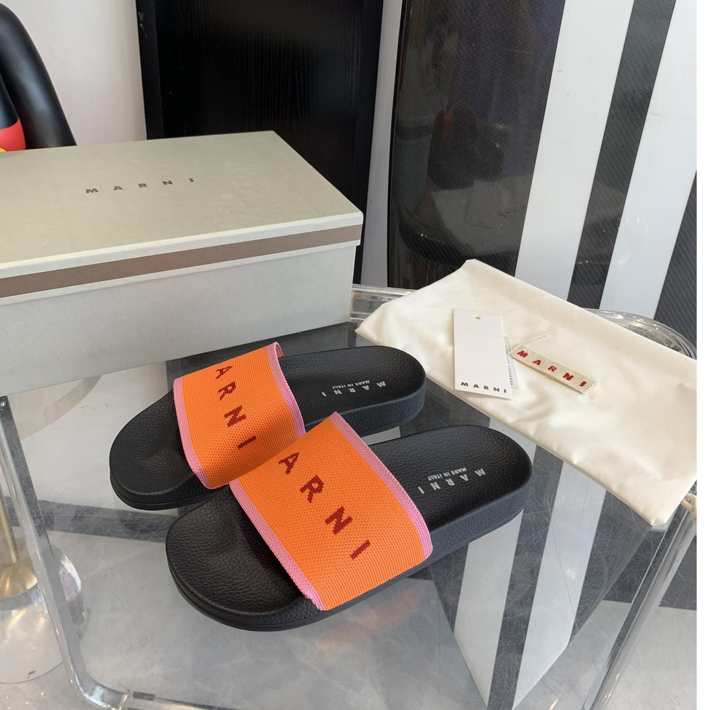 Marni Orange Logo Jacquard Rubber Slide - PerfectKickZ