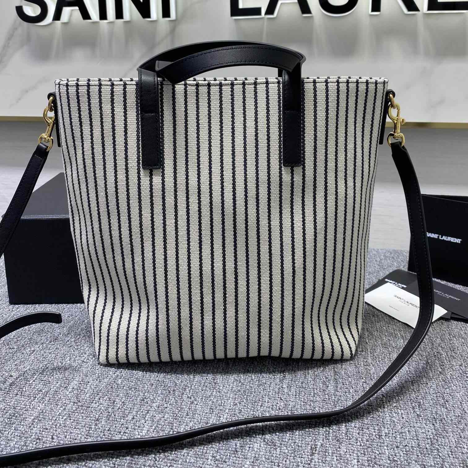 Saint Laurent Shopping Toy Striped Canvas Tote (25x28x8cm) - PerfectKickZ