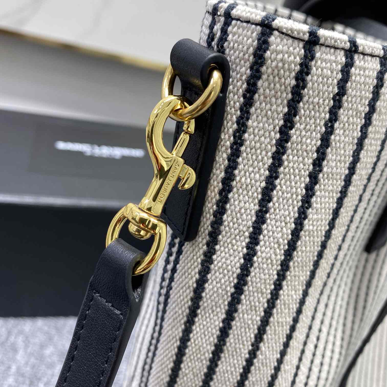 Saint Laurent Shopping Toy Striped Canvas Tote (25x28x8cm) - PerfectKickZ