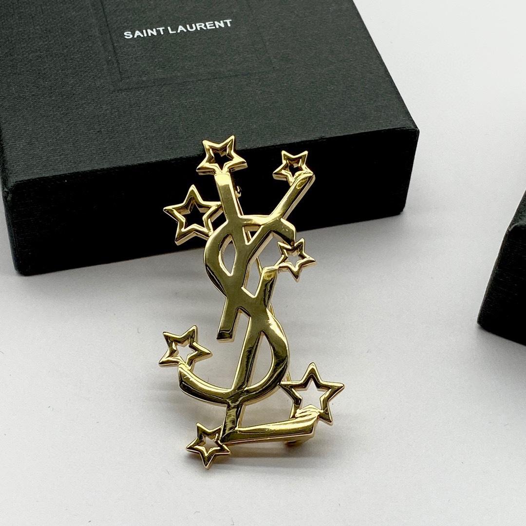 Saint Laurent YSL Logo Brooch - PerfectKickZ