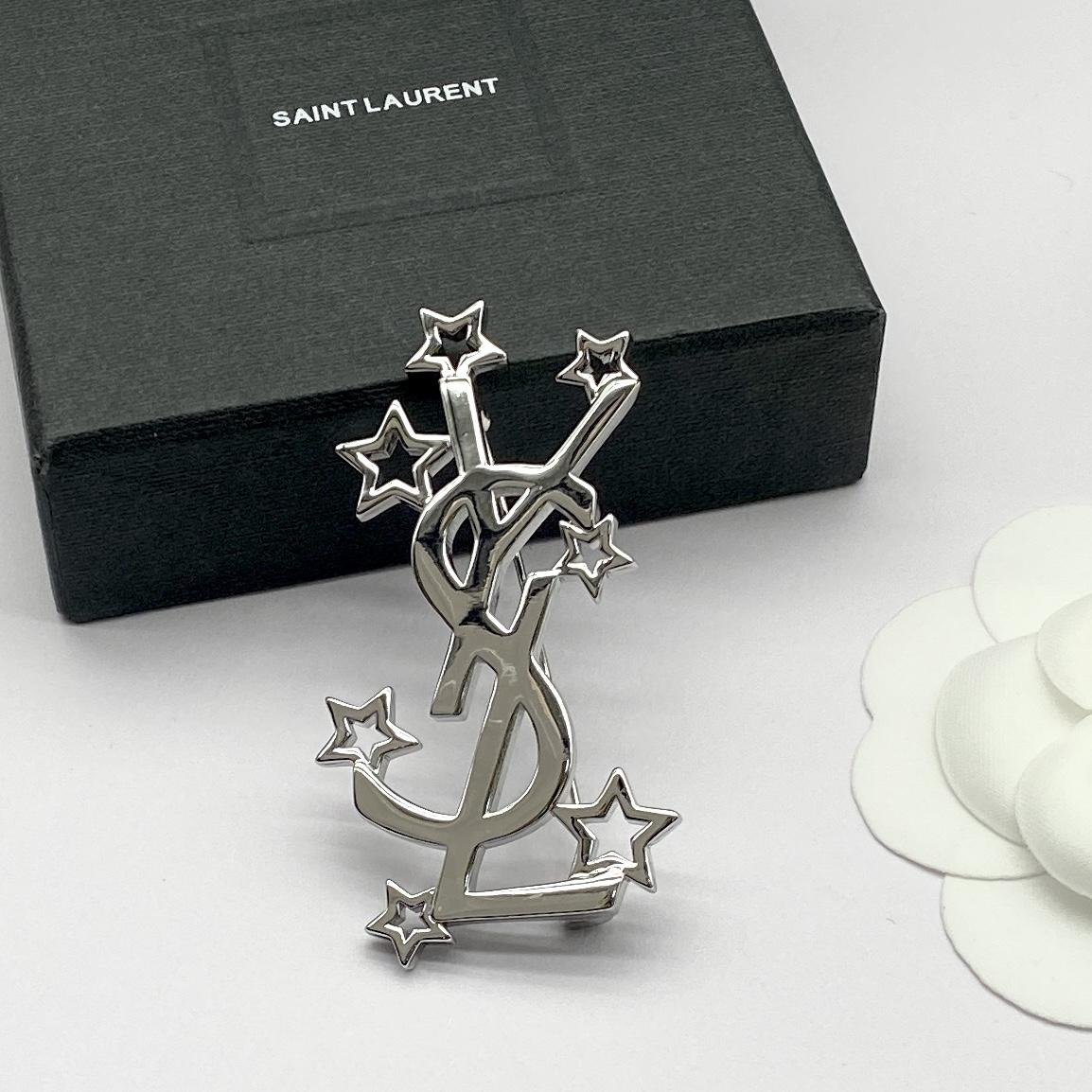 Saint Laurent YSL Logo Brooch - PerfectKickZ