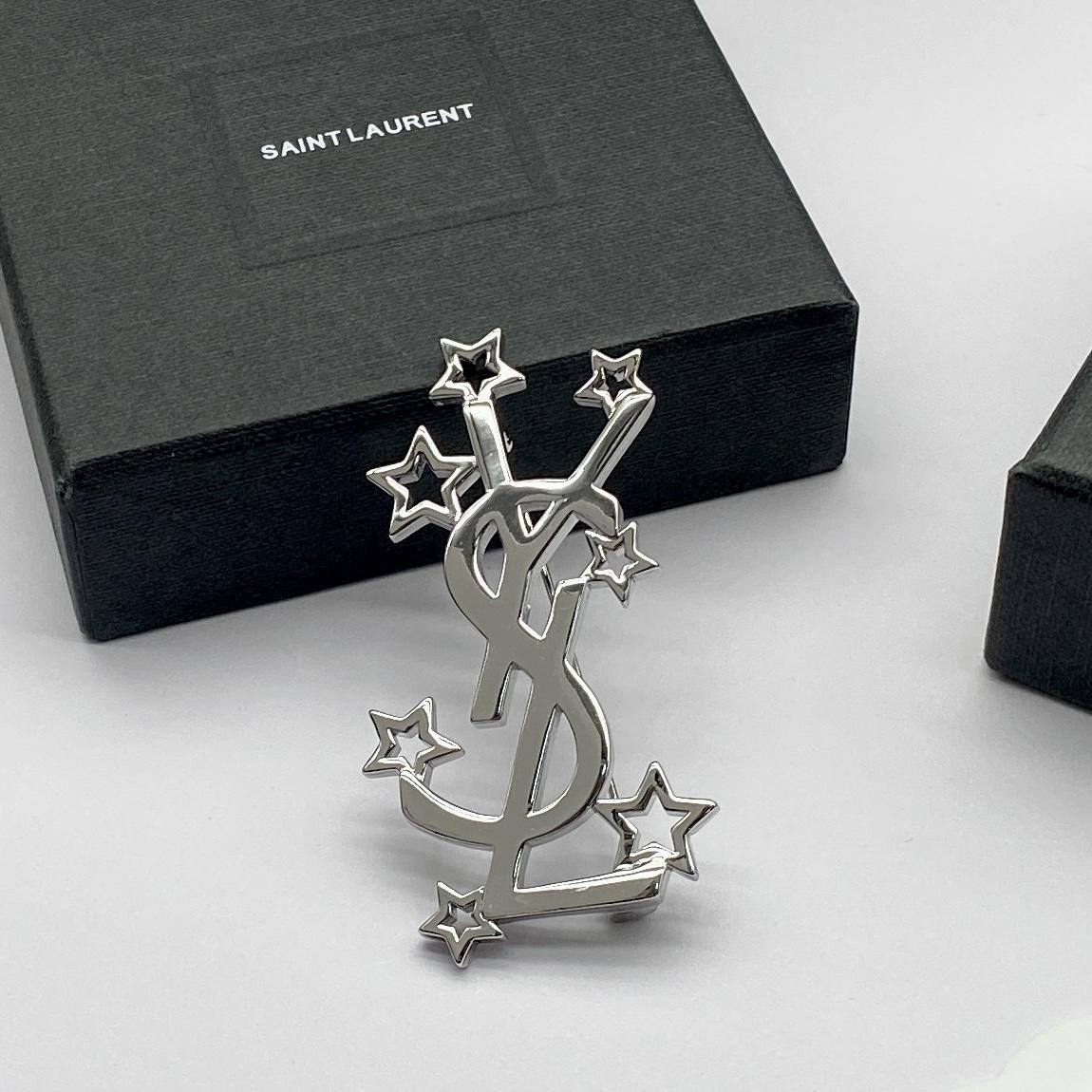 Saint Laurent YSL Logo Brooch - PerfectKickZ