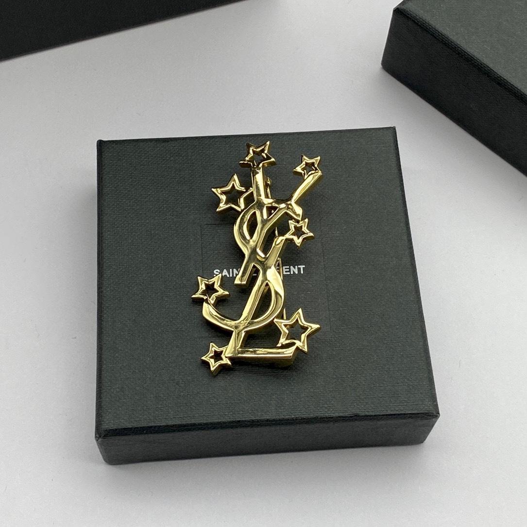 Saint Laurent YSL Logo Brooch - PerfectKickZ