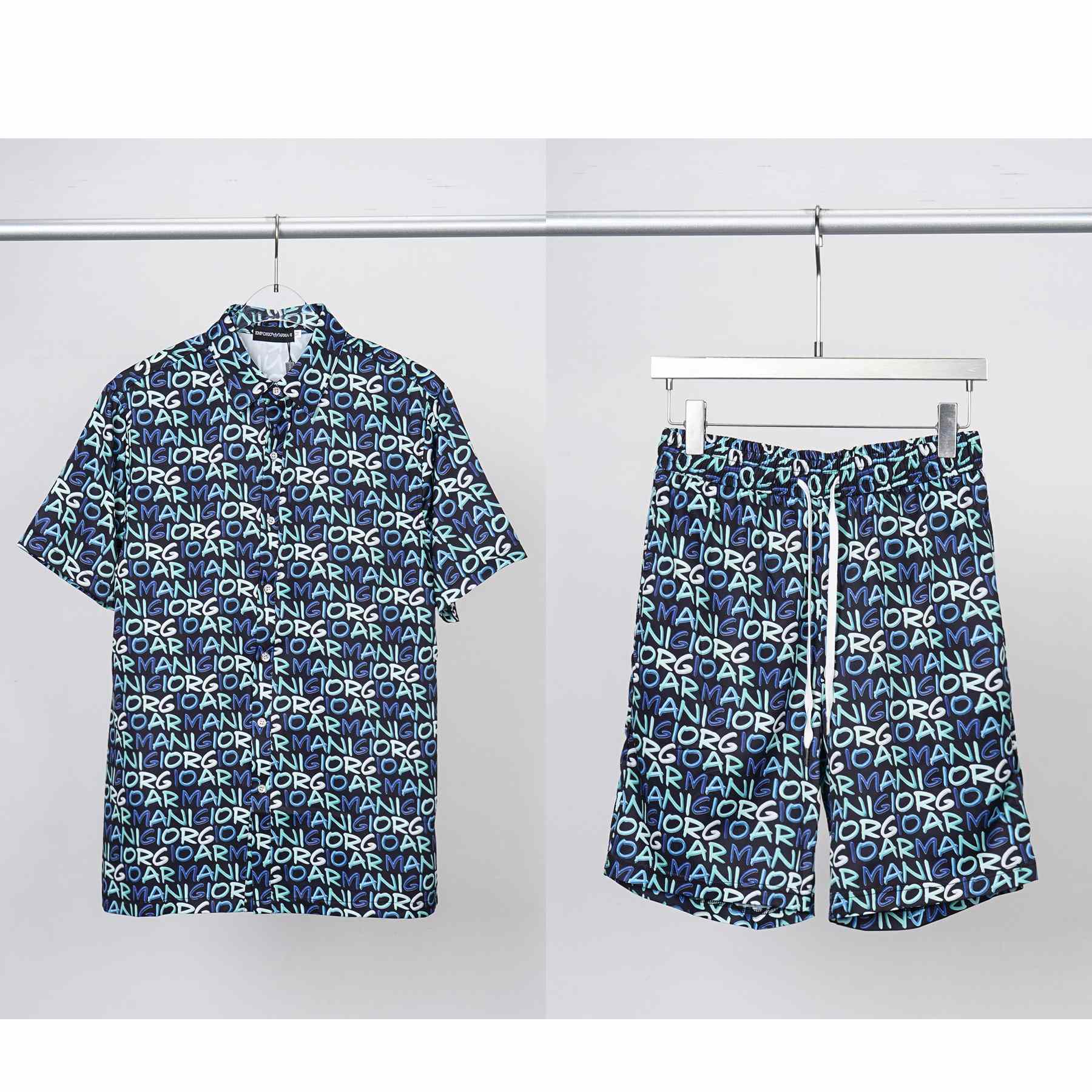 Armani Short-Sleeve Cotton Poplin Shirt & Shorts - PerfectKickZ