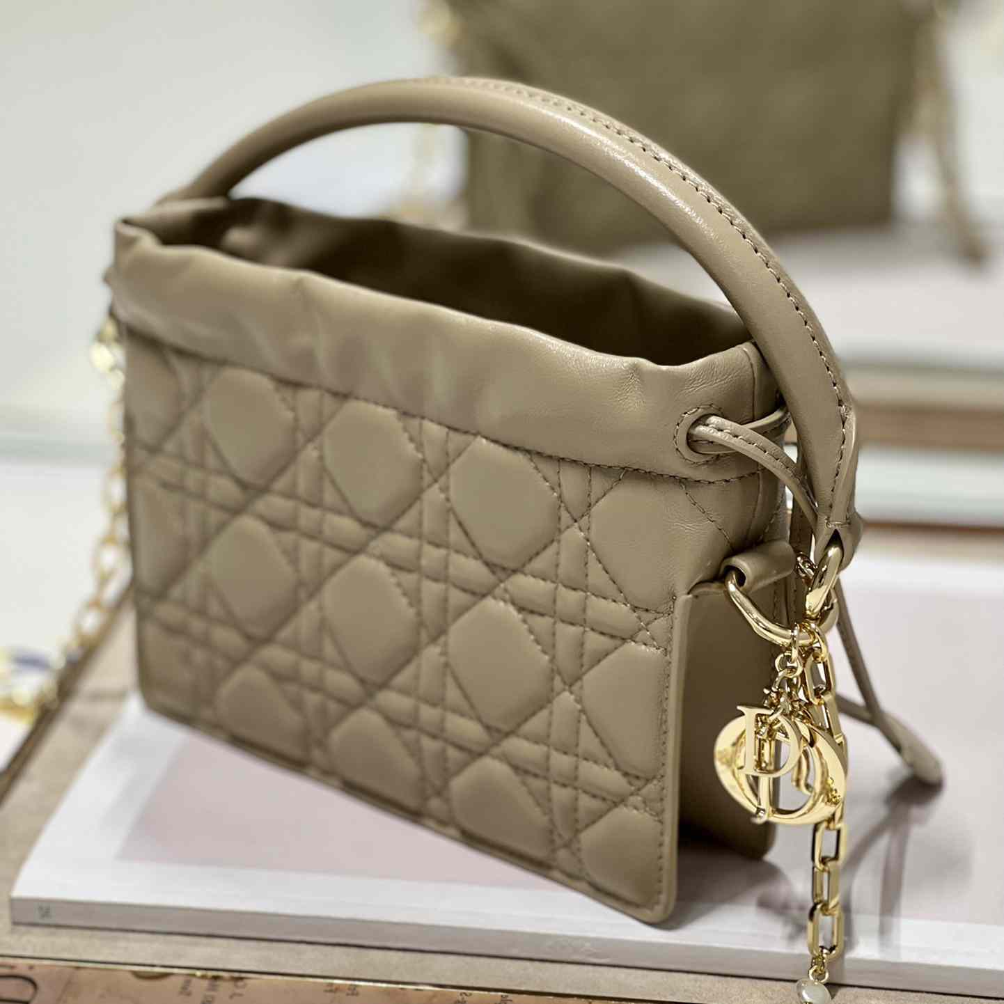 Dior Lady Dior Top Handle Drawstring Mini Bag - PerfectKickZ