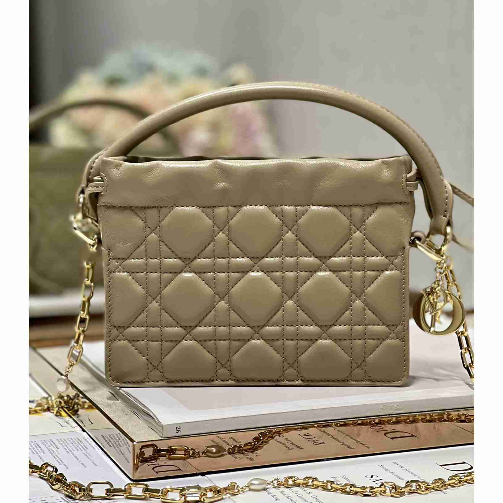 Dior Lady Dior Top Handle Drawstring Mini Bag - PerfectKickZ