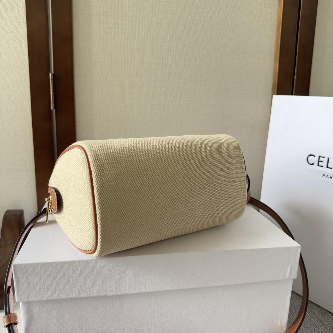 Celine Small Boston Cuir Triomphe In Textile And Calfskin Natural/Tan - PerfectKickZ
