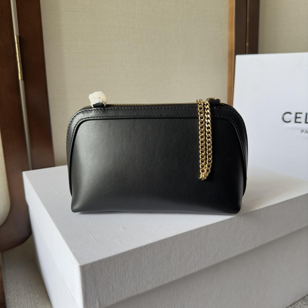Celine Clutch On Chain Cuir Triomphe In Smooth Calfskin Black - PerfectKickZ