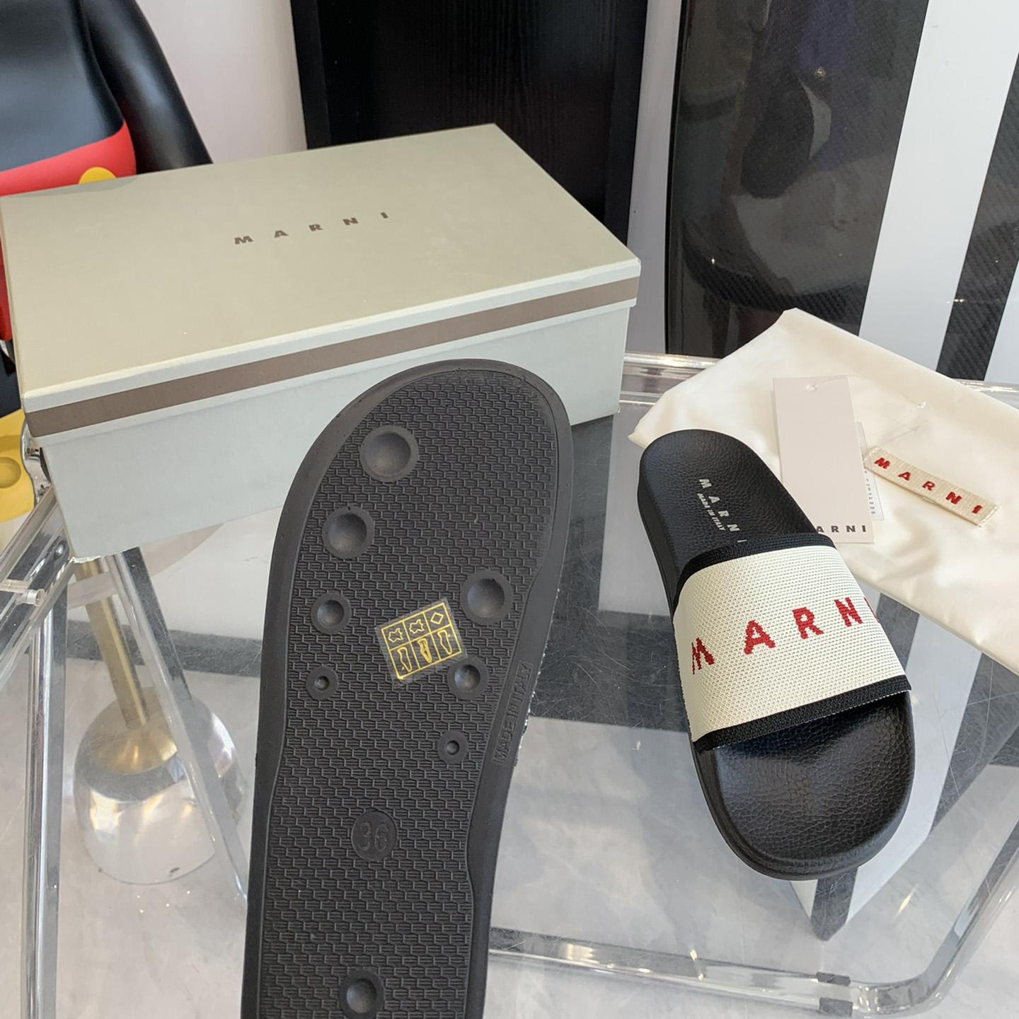 Marni Beige Logo Jacquard Rubber Slide - PerfectKickZ