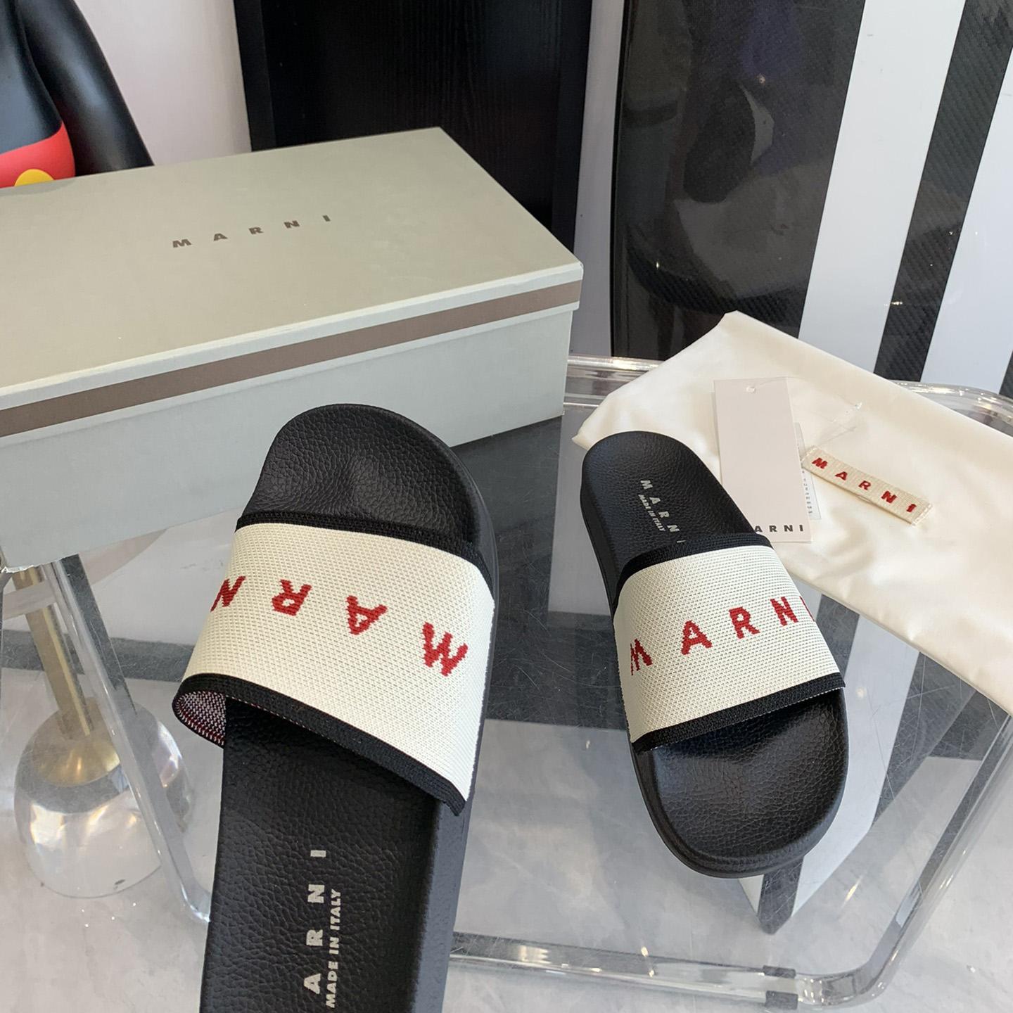 Marni Beige Logo Jacquard Rubber Slide - PerfectKickZ
