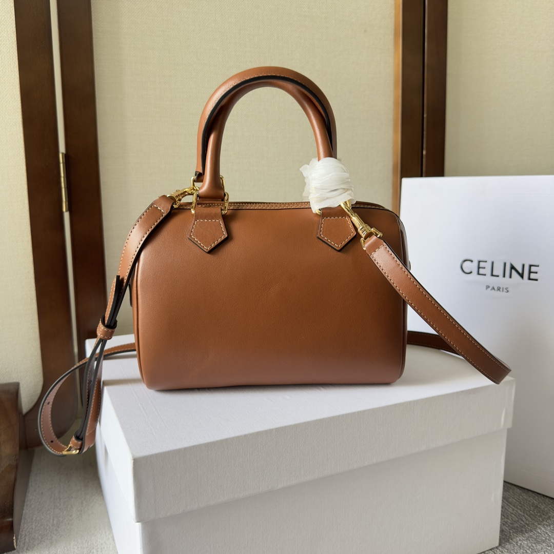 Celine Small Boston Cuir Triomphe In Smooth Calfskin Tan - PerfectKickZ