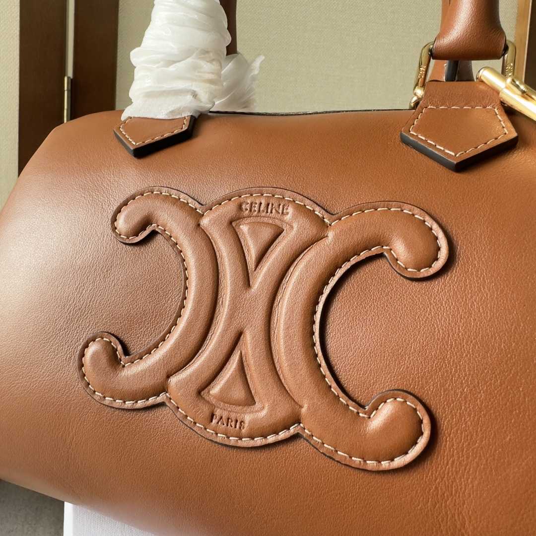 Celine Small Boston Cuir Triomphe In Smooth Calfskin Tan - PerfectKickZ
