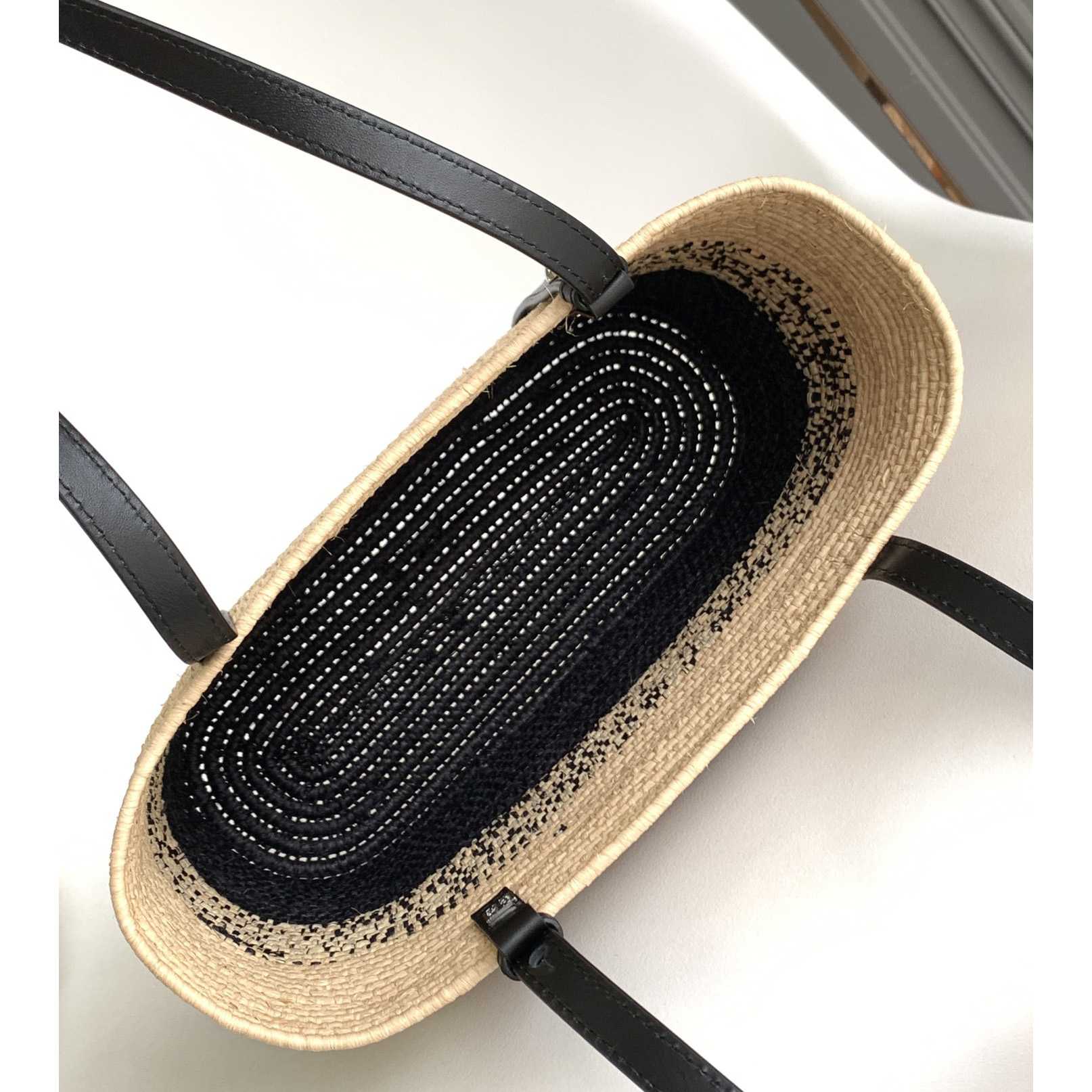Loewe Small Square Basket bag In Raffia And Calfskin (30*21*11cm) - PerfectKickZ