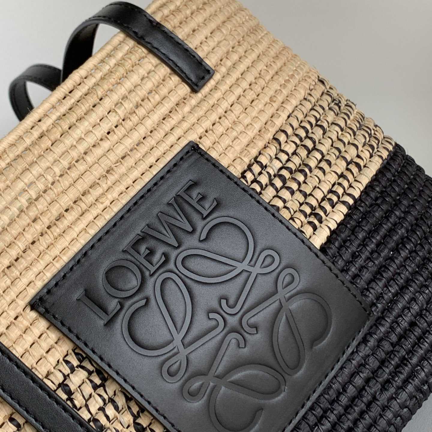 Loewe Small Square Basket bag In Raffia And Calfskin (30*21*11cm) - PerfectKickZ