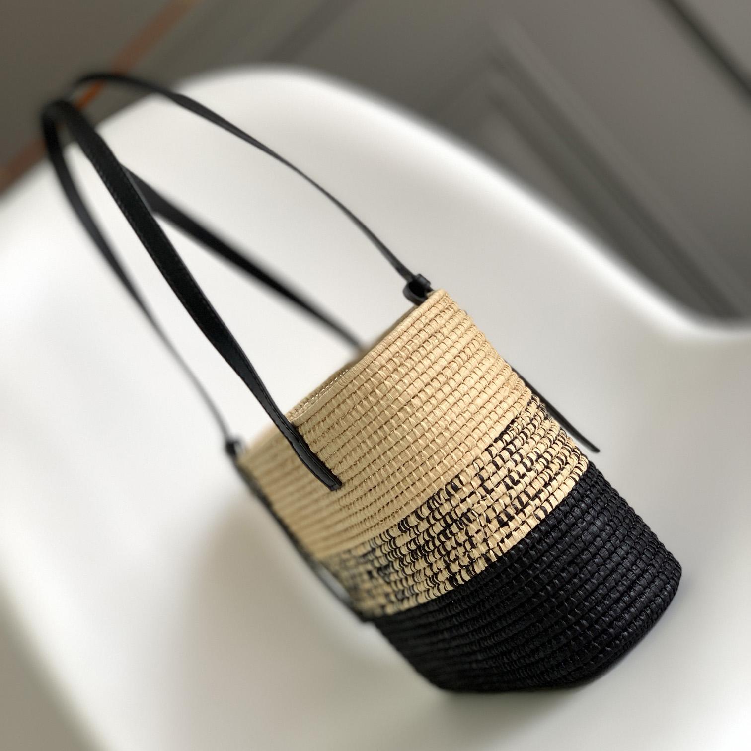 Loewe Small Square Basket bag In Raffia And Calfskin (30*21*11cm) - PerfectKickZ