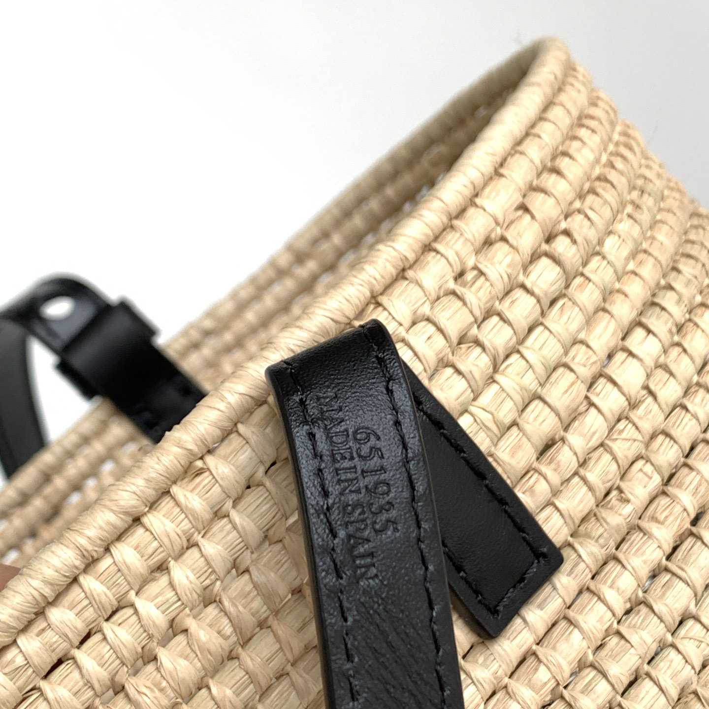 Loewe Small Square Basket bag In Raffia And Calfskin (30*21*11cm) - PerfectKickZ