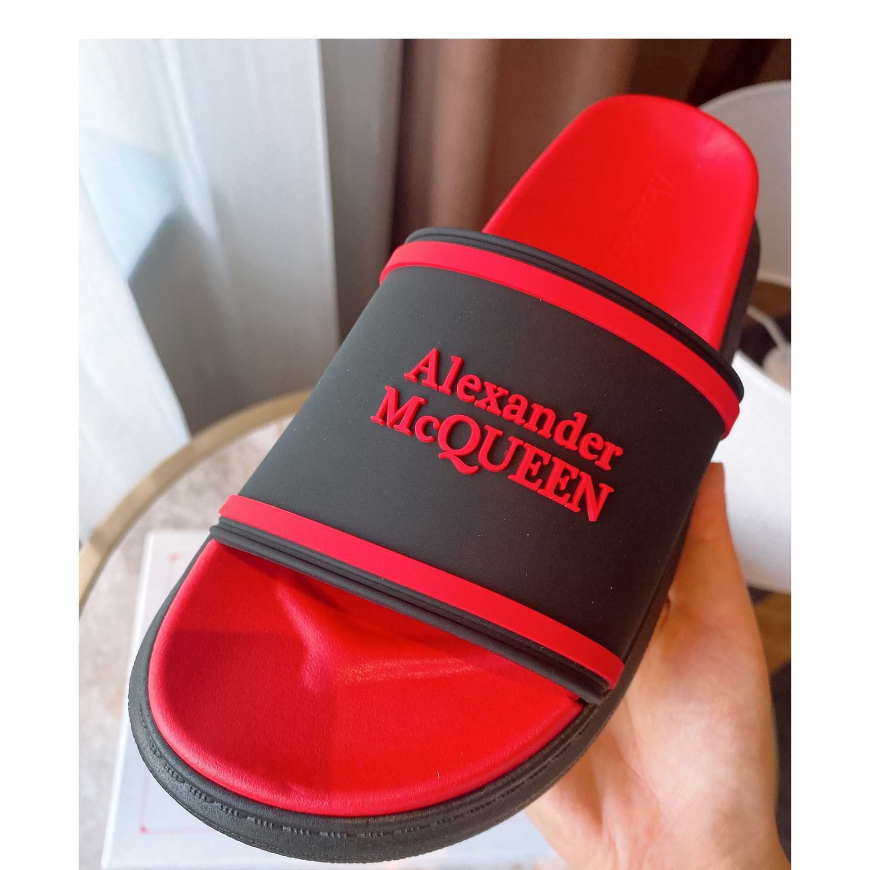 Alexander Mqueen Oversized Hybrid Signature Slide In Black - PerfectKickZ